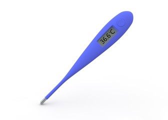 Digital thermometer shows a temperature of 36.6 degrees Celsius