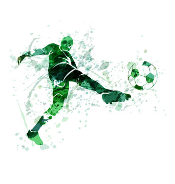 Vector illustration of a football player with the ball