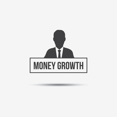 Businessman & Money Growth Label