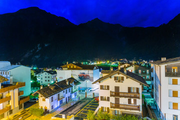 Summer night in Courmayeur, Italy just after a rain storm