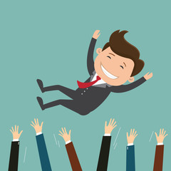 Businessman being throwing up - vector illustration