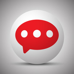 Red Comment icon on white sphere