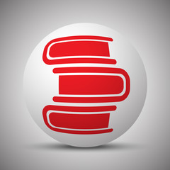 Red Books icon on white sphere