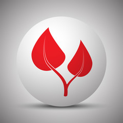 Red Medical Herbs icon on white sphere