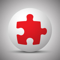 Red Puzzle icon on white sphere