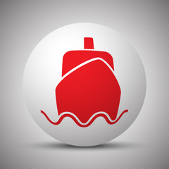Red Boat icon on white sphere