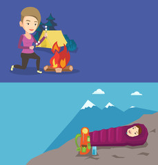 Two travel banners with space for text.