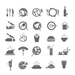 Set of black icons with food.