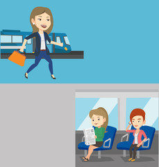 Two transportation banners with space for text.