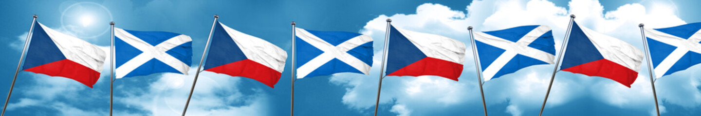 czechoslovakia flag with Scotland flag, 3D rendering