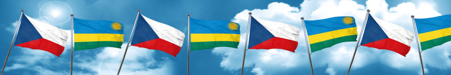 Fototapeta na wymiar czechoslovakia flag with rwanda flag, 3D rendering