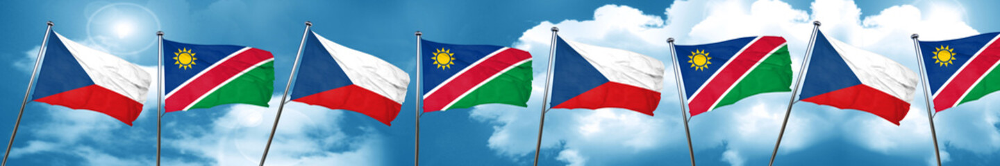 czechoslovakia flag with Namibia flag, 3D rendering