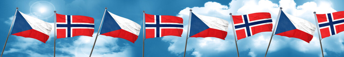 Fototapeta na wymiar czechoslovakia flag with Norway flag, 3D rendering
