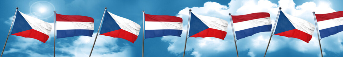 czechoslovakia flag with Netherlands flag, 3D rendering