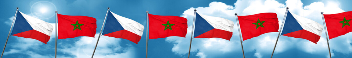 Fototapeta na wymiar czechoslovakia flag with Morocco flag, 3D rendering
