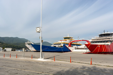 Fototapeta na wymiar Thassos, Greece .The Thassos ferry . Details on the ferry.
