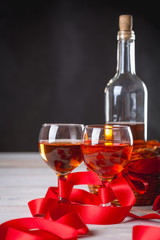 Valentines composition with dark background