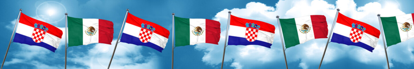 croatia flag with Mexico flag, 3D rendering
