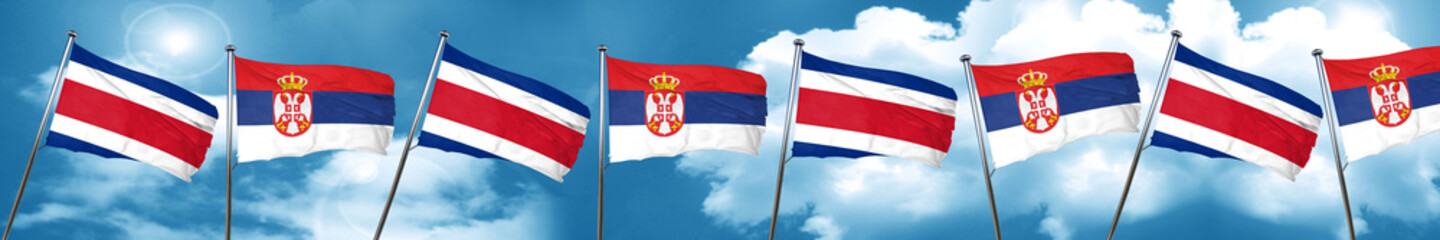 Fototapeta na wymiar Costa Rica flag with Serbia flag, 3D rendering