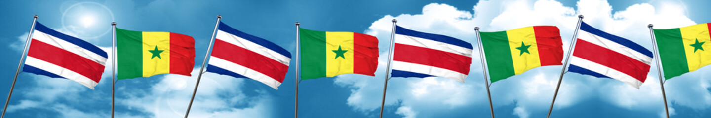 Costa Rica flag with Senegal flag, 3D rendering