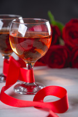 Beautiful composition of valentines stuff on dark background