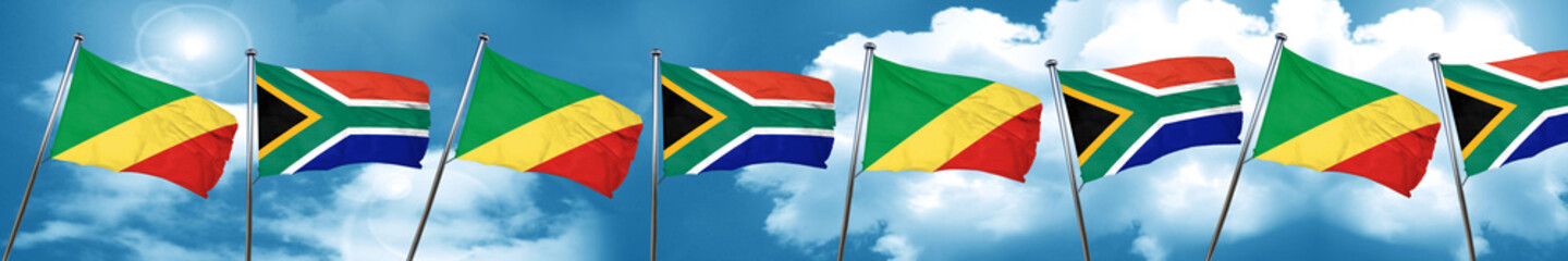 Fototapeta na wymiar Congo flag with South Africa flag, 3D rendering