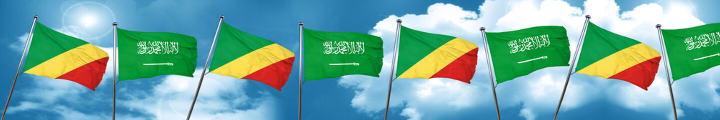 Congo flag with Saudi Arabia flag, 3D rendering