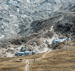 View of the Gorak Shep village from Kala Patthar - Everest region, Nepal, Himalayas