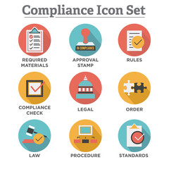 In compliance - icon set that shows a company passed inspection