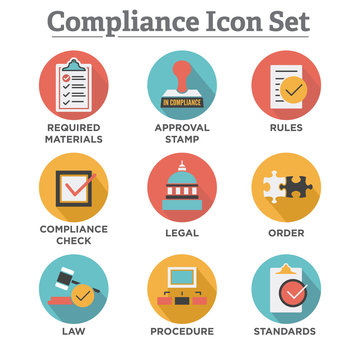 In compliance - icon set that shows a company passed inspection