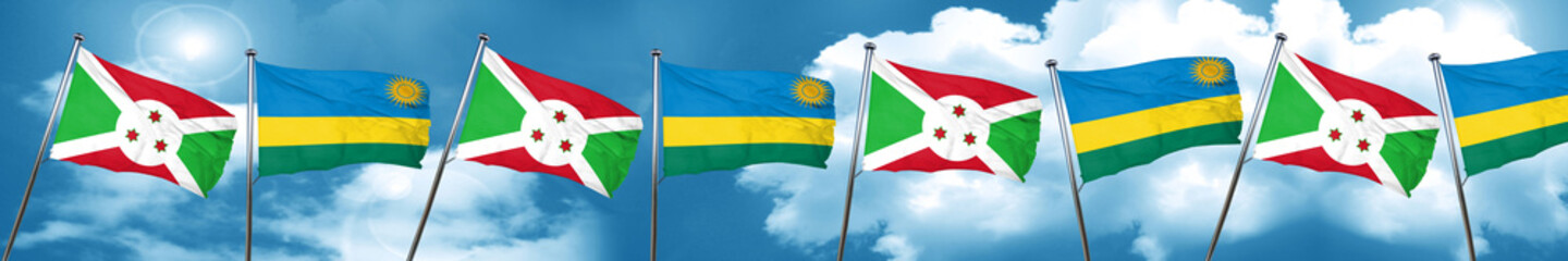 Burundi flag with rwanda flag, 3D rendering