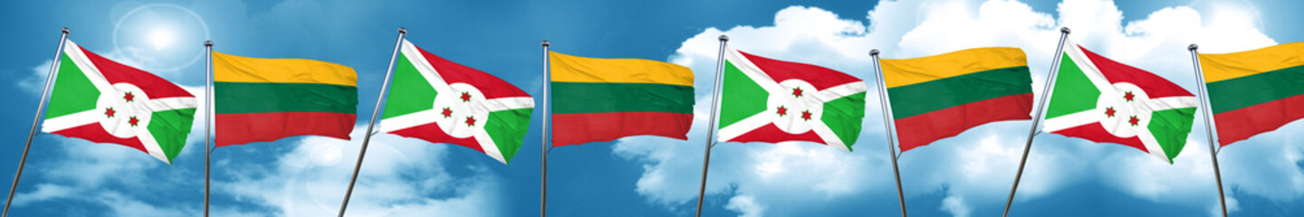 Burundi flag with Lithuania flag, 3D rendering