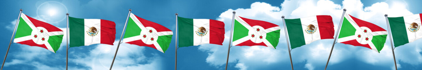 Burundi flag with Mexico flag, 3D rendering