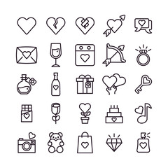 Valentine and Love Icon in outline style