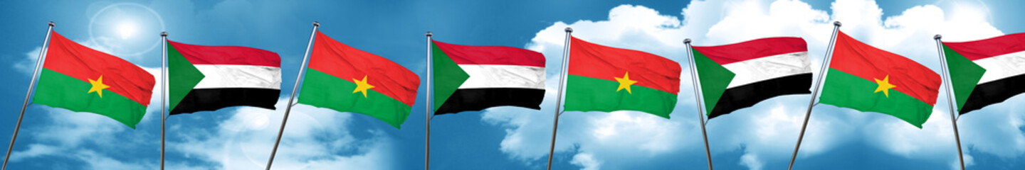 Obraz na płótnie Canvas Burkina Faso flag with Sudan flag, 3D rendering