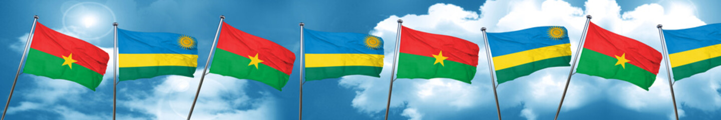 Burkina Faso flag with rwanda flag, 3D rendering