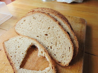 Bread with heart cut out of slice
