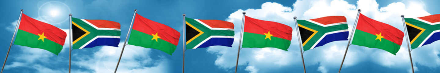 Burkina Faso flag with South Africa flag, 3D rendering