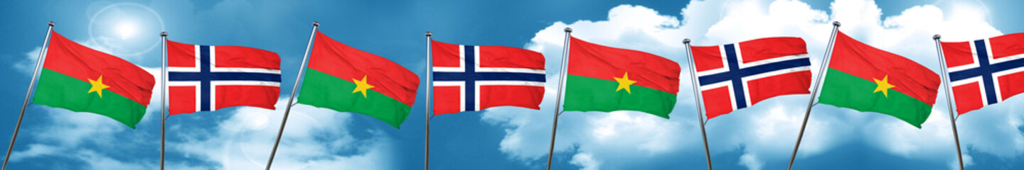 Fototapeta na wymiar Burkina Faso flag with Norway flag, 3D rendering