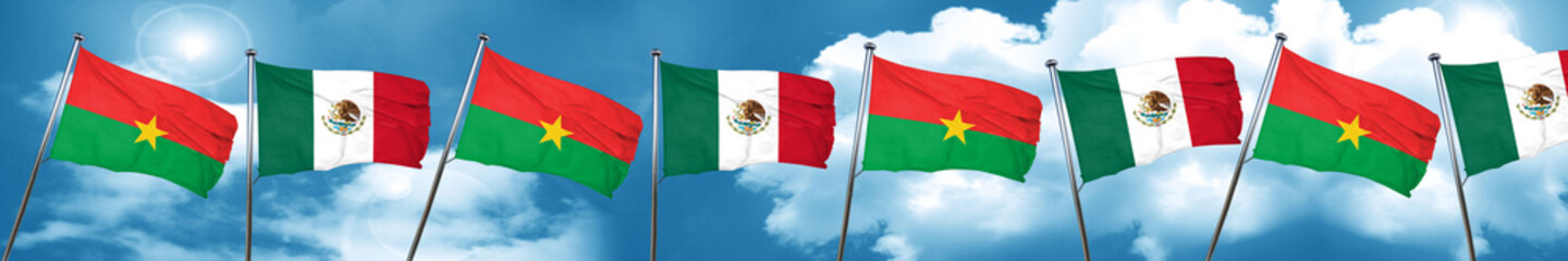 Burkina Faso flag with Mexico flag, 3D rendering