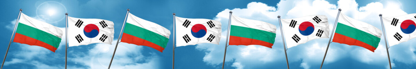 bulgaria flag with South Korea flag, 3D rendering