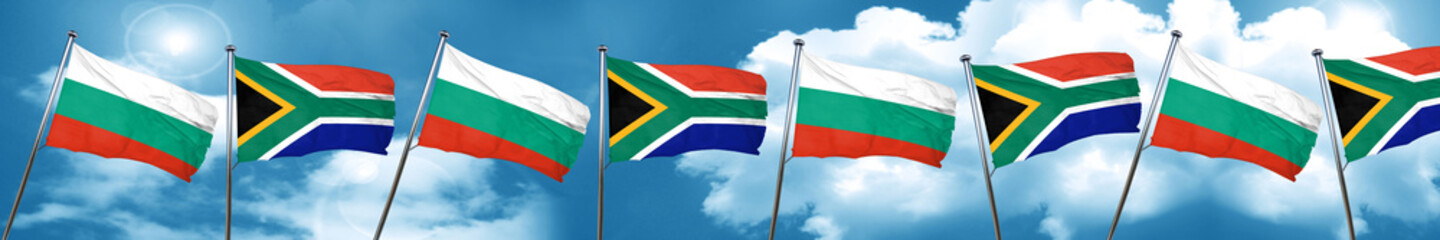 Fototapeta na wymiar bulgaria flag with South Africa flag, 3D rendering