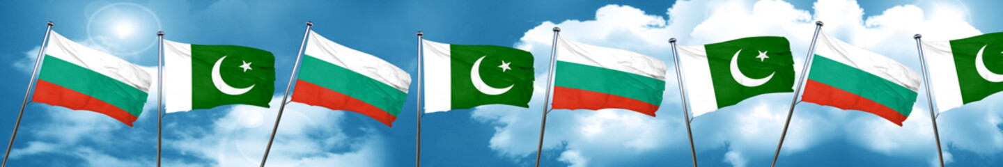 Fototapeta na wymiar bulgaria flag with Pakistan flag, 3D rendering