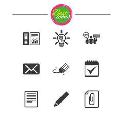 Office, documents and business icons.