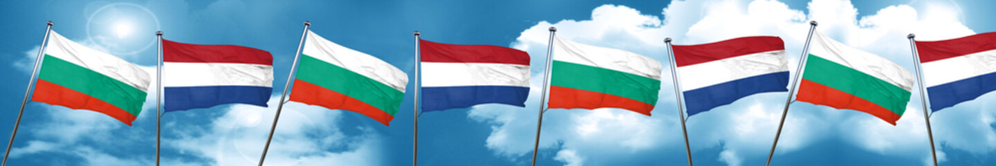 bulgaria flag with Netherlands flag, 3D rendering