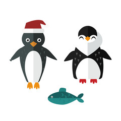 Penguin sailor santa vector animal character illustration.