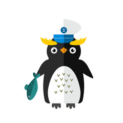 Penguin sailor vector animal character illustration.