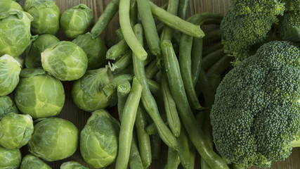 Broccoli, beans, and brussel sprouts