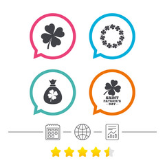 Saint Patrick day icons. Money bag with clover.