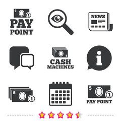 Cash and coin icons. Money machines or ATM.